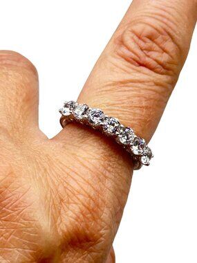 7 Stones Ring Judith Ripka Sterling Silver CZ Ring Size 8